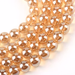 Runda glaspärlor 4 mm guld, 1 sträng