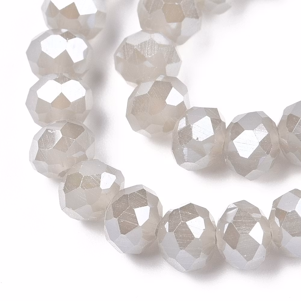 Facetterade abacus 4x3 mm ljusgrå glittriga, 1 sträng