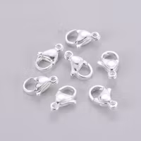 Silverfärgat rostfritt stål klolås 8 mm, 10 st