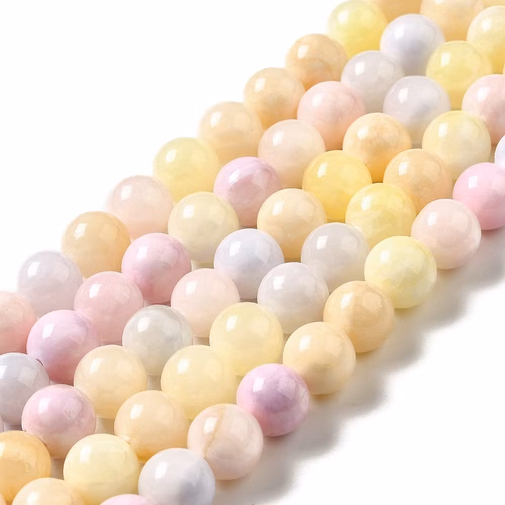 Jade 8 mm gulmelerade, 5 strängar