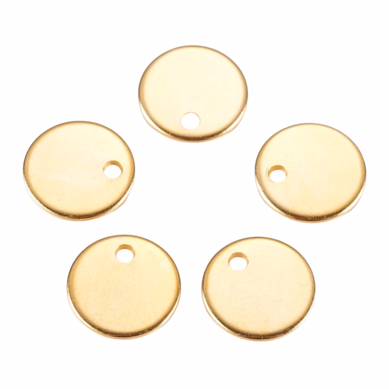 Guldfärgat rostfritt stål rund tag 8 mm med PVD plätering, 10 st