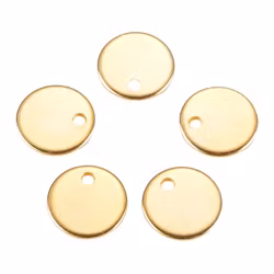 Guldfärgat rostfritt stål rund tag 8 mm med PVD plätering, 10 st