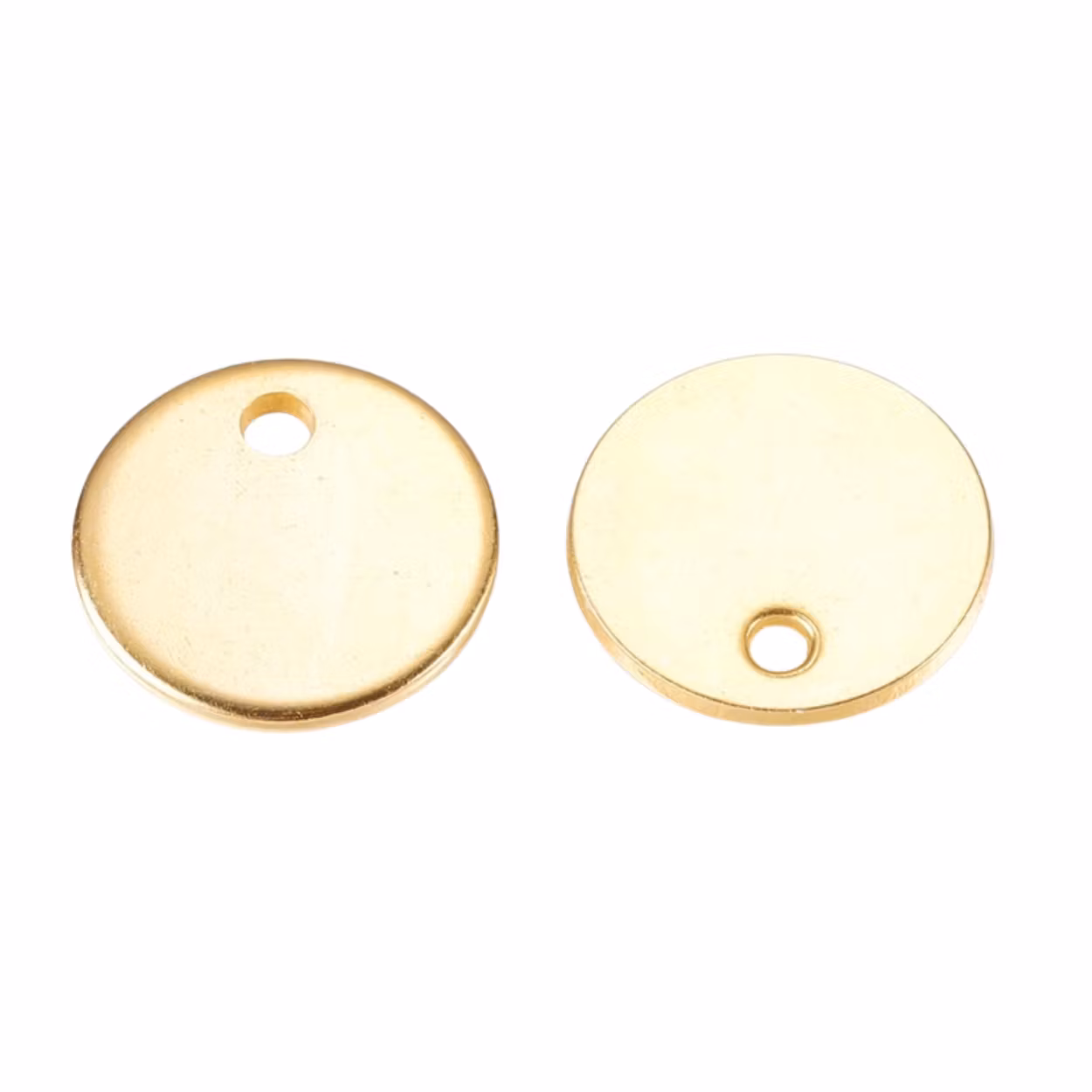 Guldfärgat rostfritt stål rund tag 8 mm med PVD plätering, 10 st