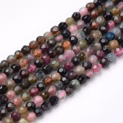 Facetterad turmalin multi 3 mm, 1 sträng