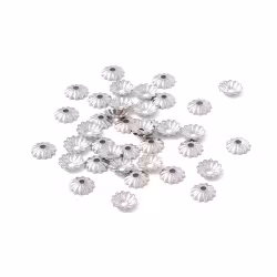 Kirurgiskt stål pärlhattar räfflade 6 mm, 50 st