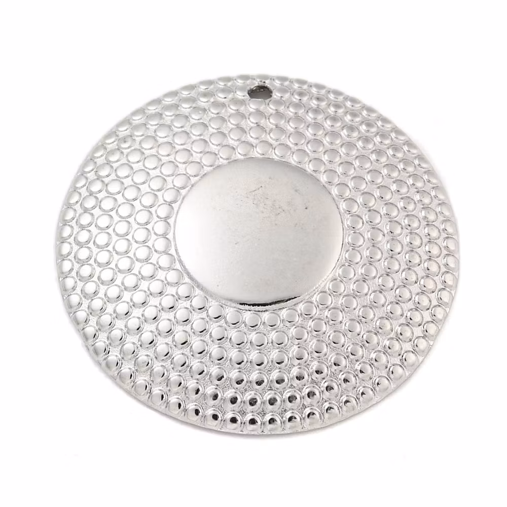 Rostfritt stål litet hänge rund & mönstrad, 1 st