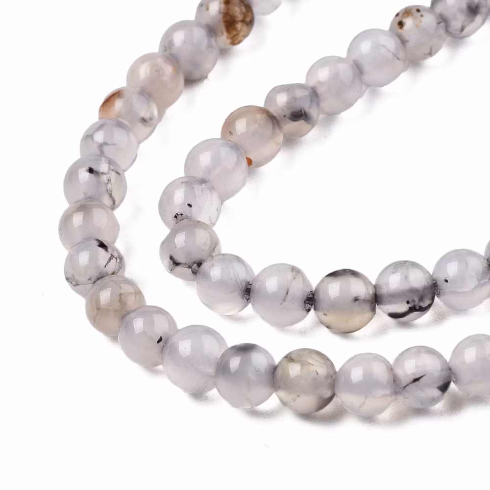 Agat ljusgråmelerad 6 mm, 1 sträng