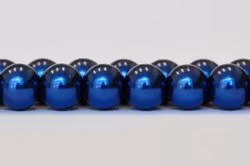Vaxade glaspärlor 6 mm mörkblå, 1 sträng