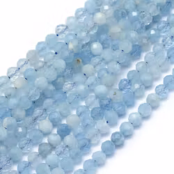 Faceted aquamarine 3 mm, 1 strand