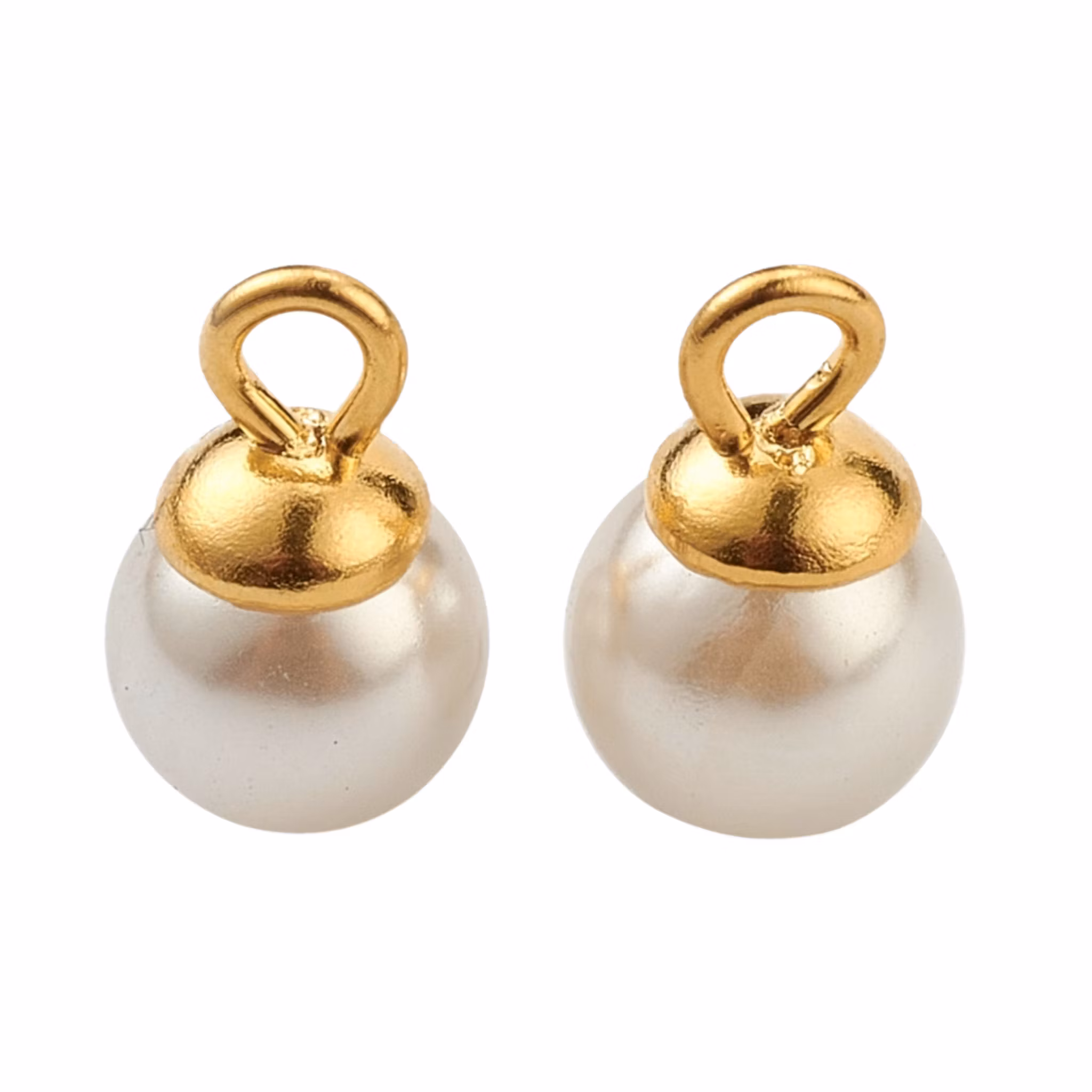 Guldfärgat rostfritt stål berlock rund med pärla 8 mm, 1 st