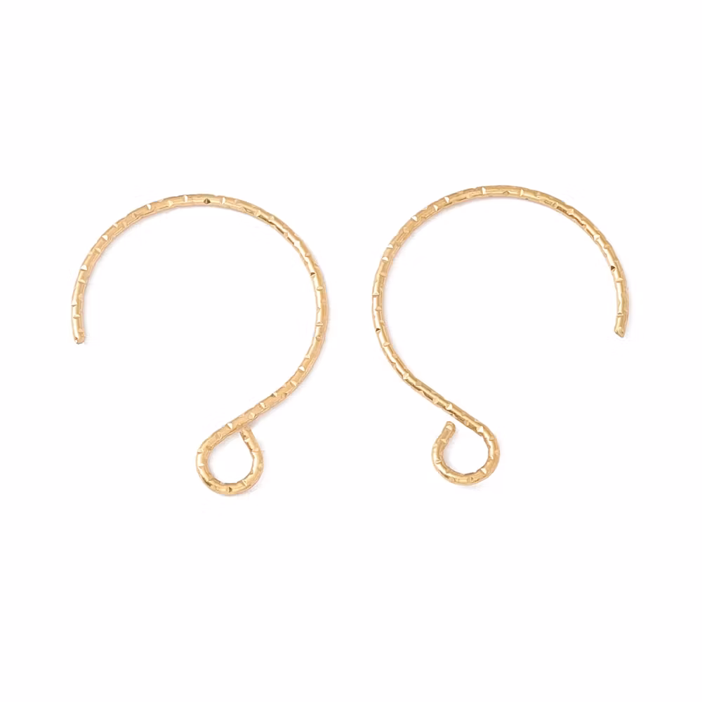 Guldfärgat kirurgiskt stål mönstrade runda örkrokar med PVD plätering, 50 st