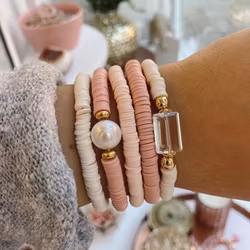 Heishi pärlor korall, 1 sträng