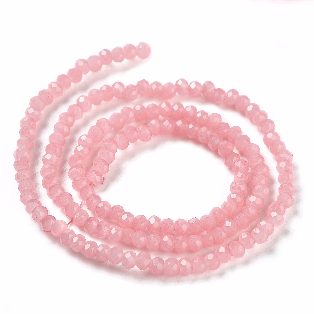 Facetterade abacus 3x2 mm ljus korall, 1 sträng