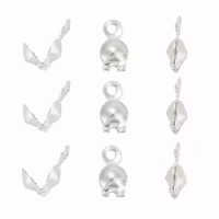 Silverfärgat rostfritt stål knutgömmor 4 mm med öglor, ca 50 st