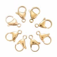 Guldfärgat kirurgiskt stål klolås 8 mm med PVD plätering, ca 100 st