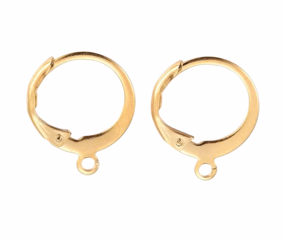 Guldfärgat rostfritt stål runda brisyrer med 24k plätering, 100 st