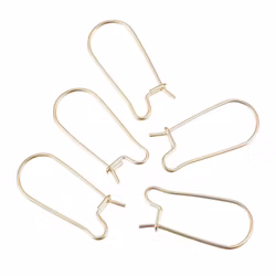 Guldfärgat kirurgiskt stål långa örkrokar med 18k guldplätering, 100 st