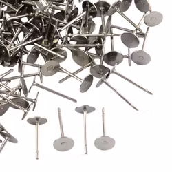 Kirurgisk stål stiftörhängen med platta för limning, 50 st