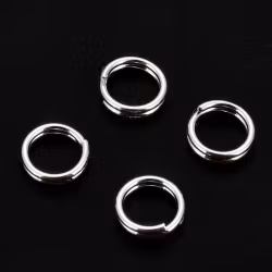 Silverfärgat rostfritt stål dubbelringar 6 mm, ca 100 st