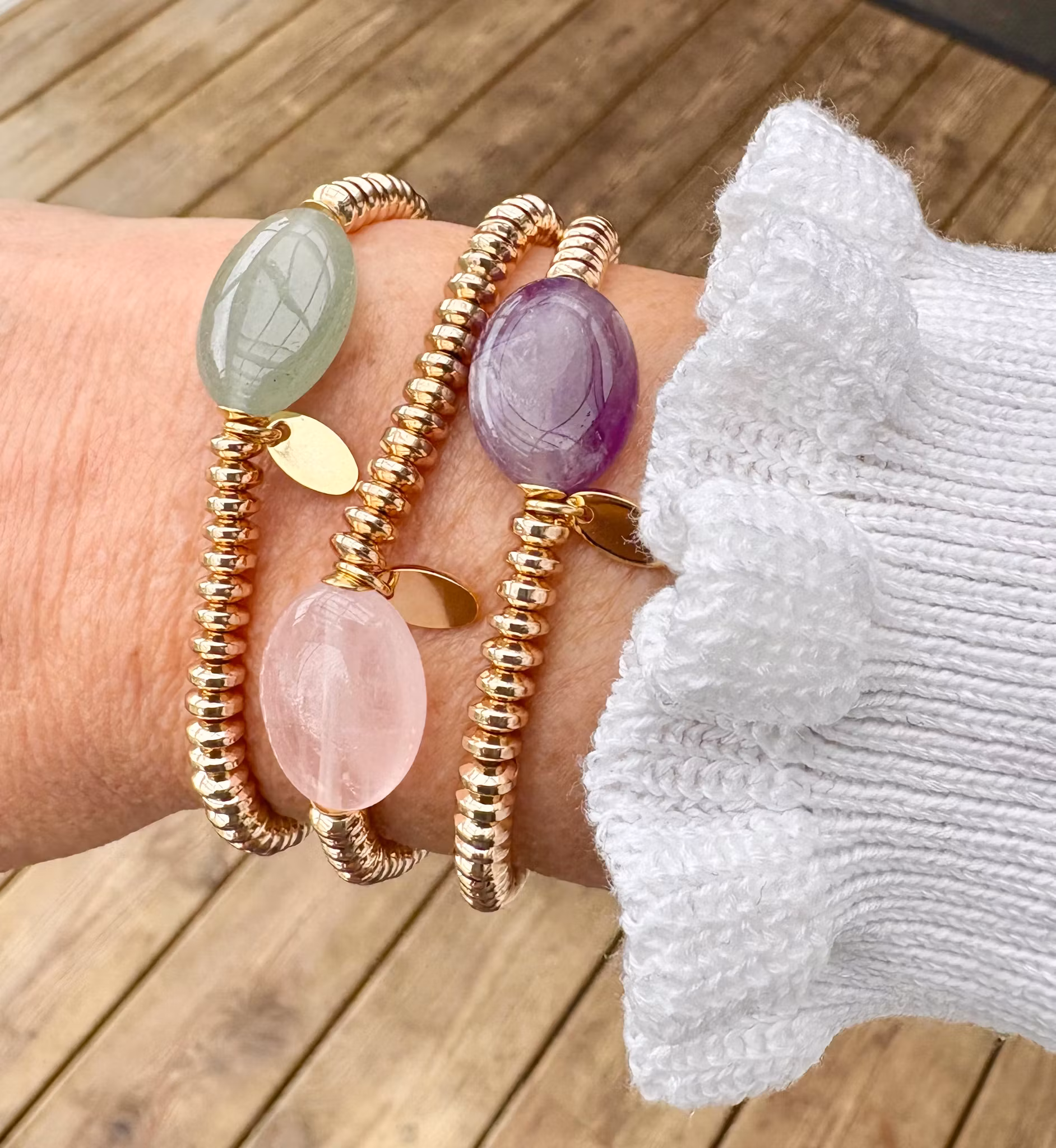 Malakit flat oval liten bumling, 1 st