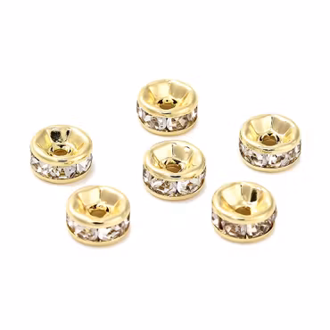 Guldfärgat kirurgiskt stål strassrondeller 5 mm med 18k, 10 st