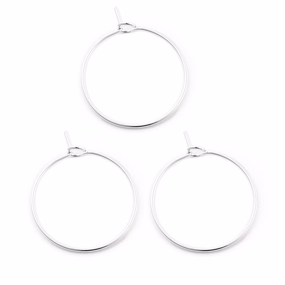 Kirurgiskt silverfärgat stål creoler 20 mm, 50 st