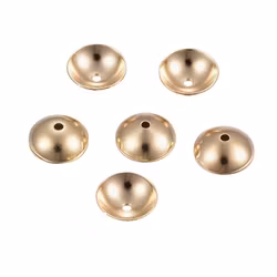 Guldfärgat rostfritt stål pärlhattar 10 mm med 18k plätering, 50 st