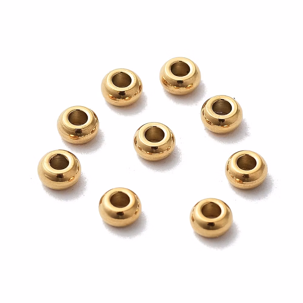 Guldfärgat rostfritt stål 304 rondeller 3 mm med PVD plätering, ca 100 st