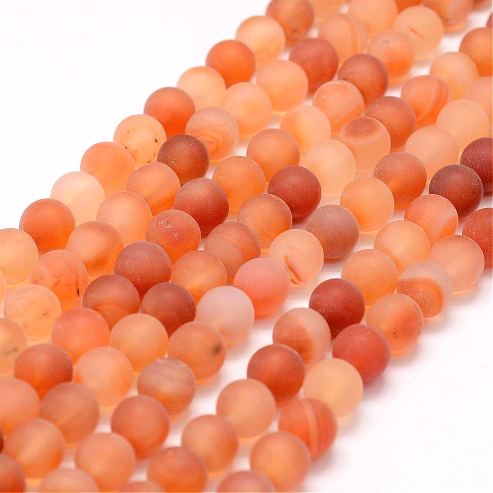 Frostad melerad karneol 8 mm, 5 strängar