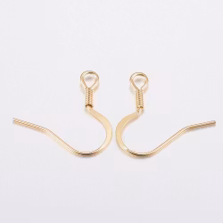 Guldfärgat kirurgiskt stål öronkrokar med 18k plätering, ca 50 st