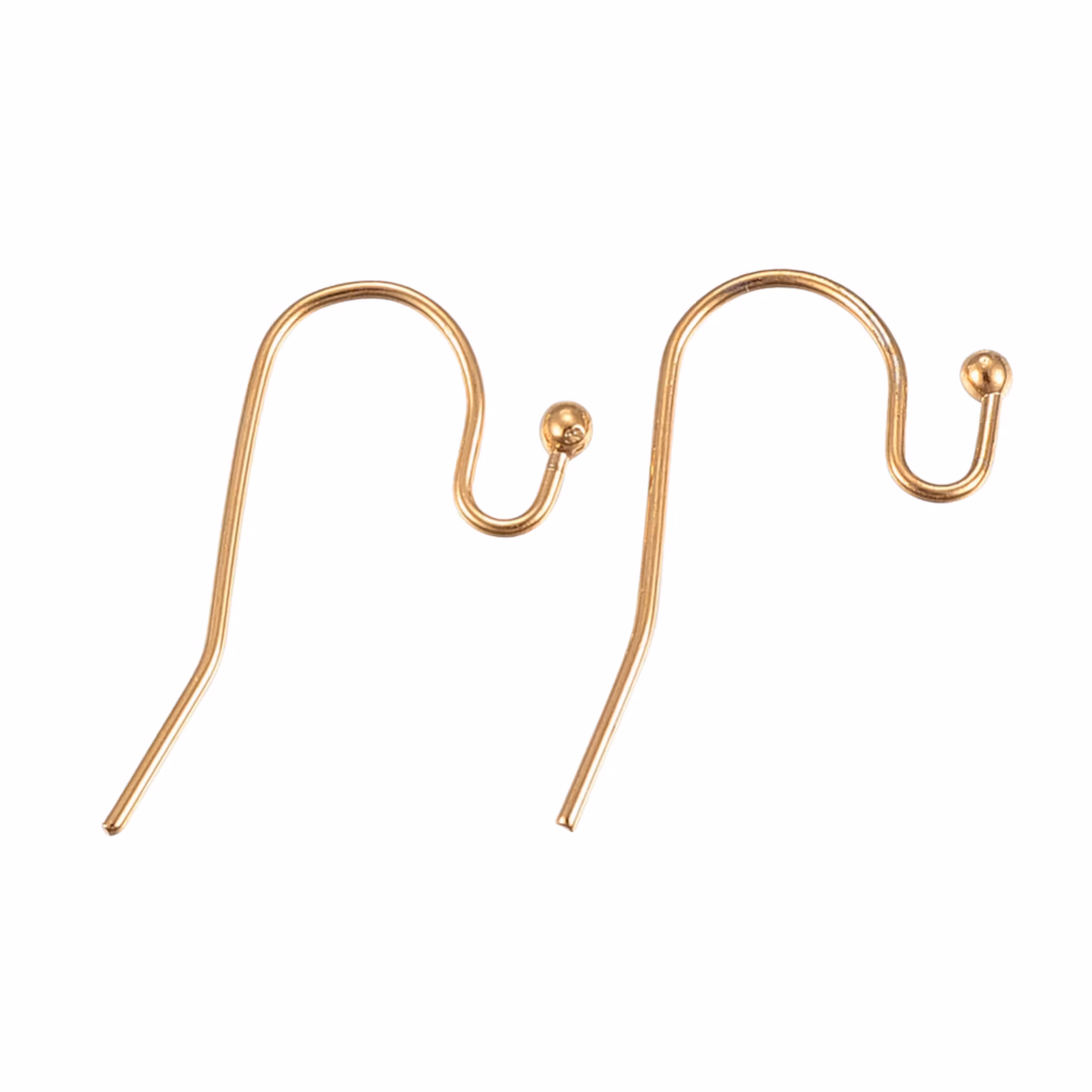Guldfärgat kirurgiskt stål öronkrokar med liten kula och 18k plätering, ca 50 st