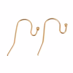 Guldfärgat kirurgiskt stål öronkrokar med liten kula och 18k plätering, ca 50 st