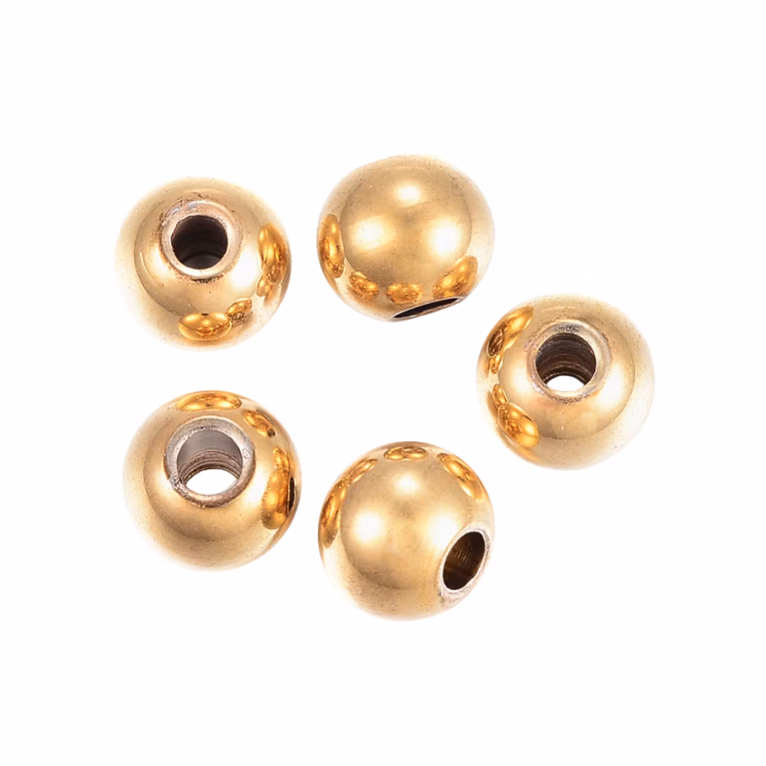 Guldfärgat rostfritt stål pärlor 5x4 mm med PVD plätering, ca 20 st