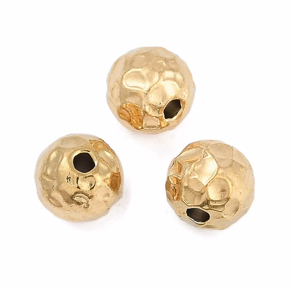 Kirurgiskt guldfärgat stål hamrad pärla 6 mm med PVD plätering, 1 st