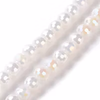 Facetterade glaspärlor vita 8 mm, 1 sträng