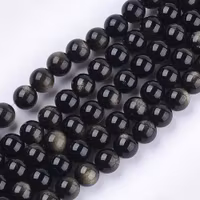 Golden Sheen Obsidian 8 mm, 1/2 sträng