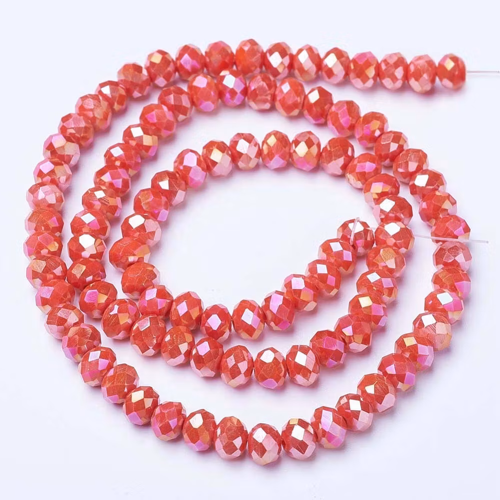 Facetterade abacus 2.5x3 mm röda glittriga, 1 sträng