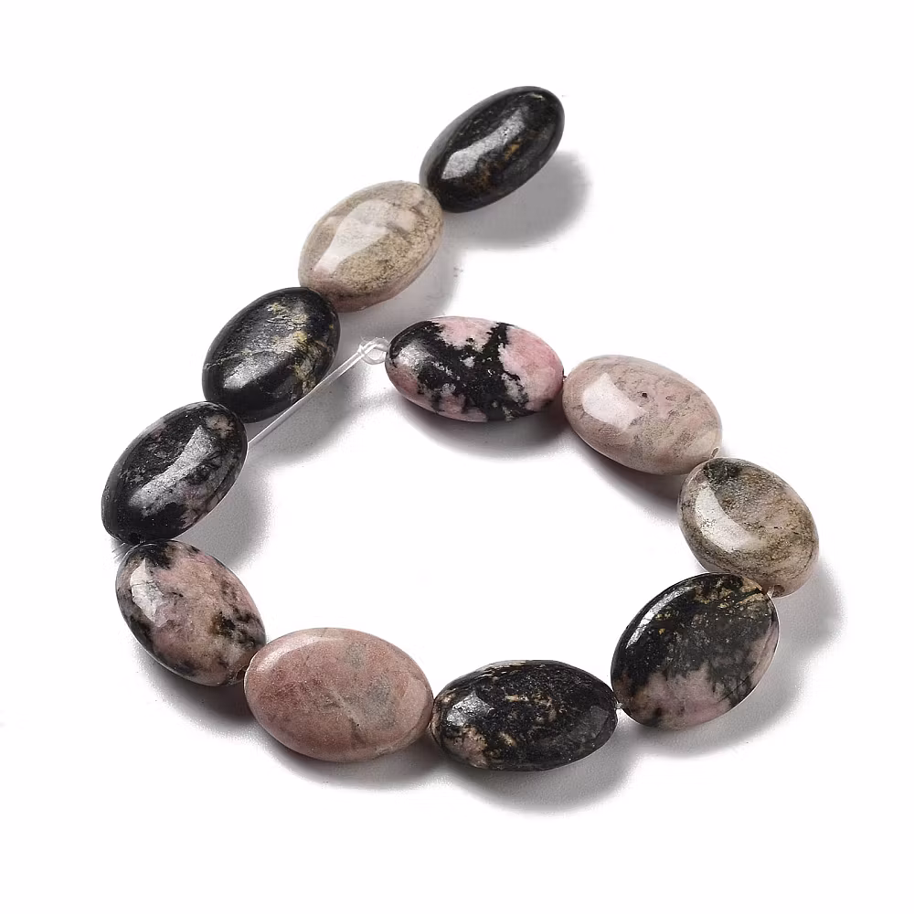 Rodonit svartmelerad flat oval bumling, 1 st