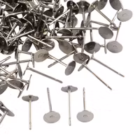 Kirurgisk stål stiftörhängen med platta för limning, ca 100 st