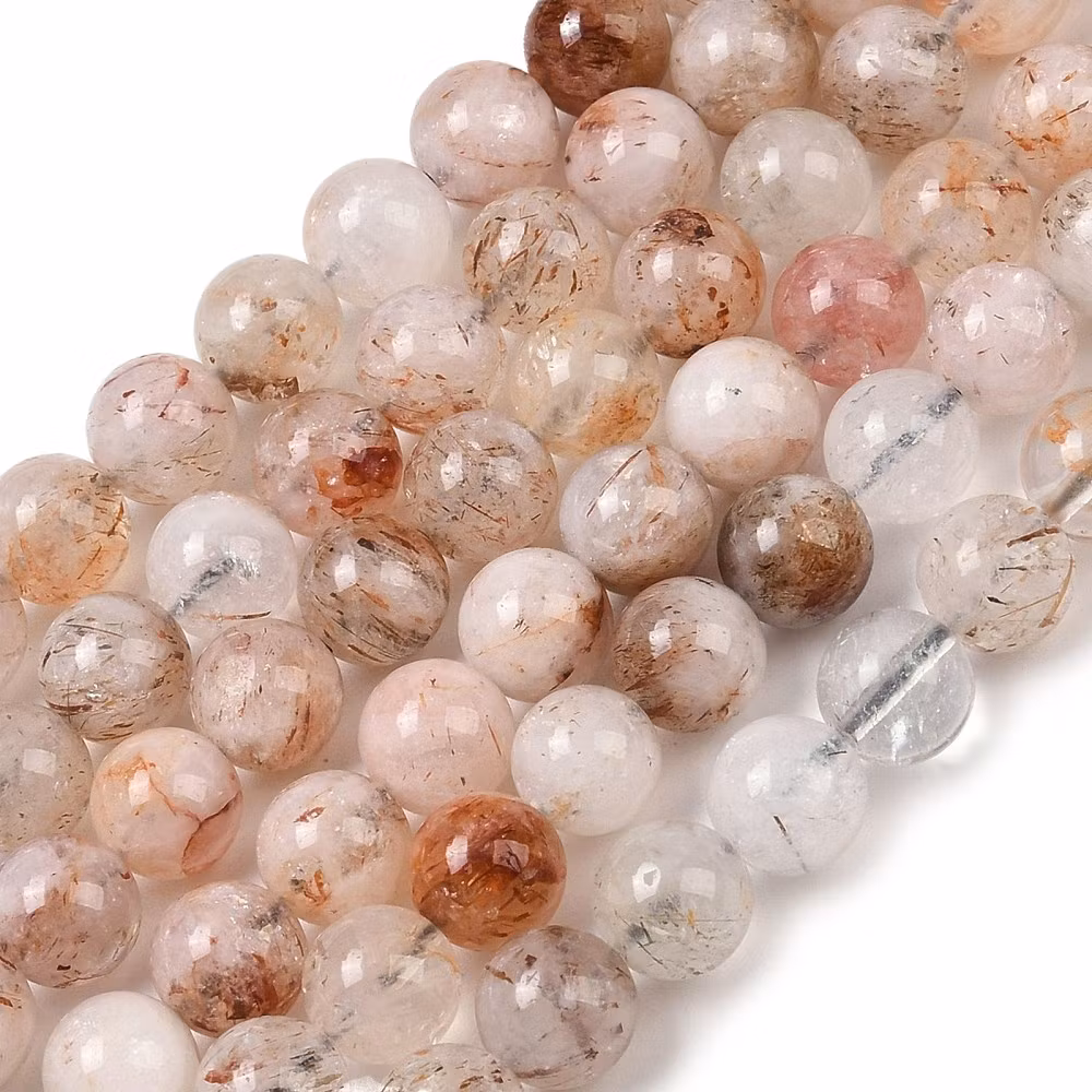 Guld & svartmelerad rutilerad kvarts 10 mm, 1 sträng