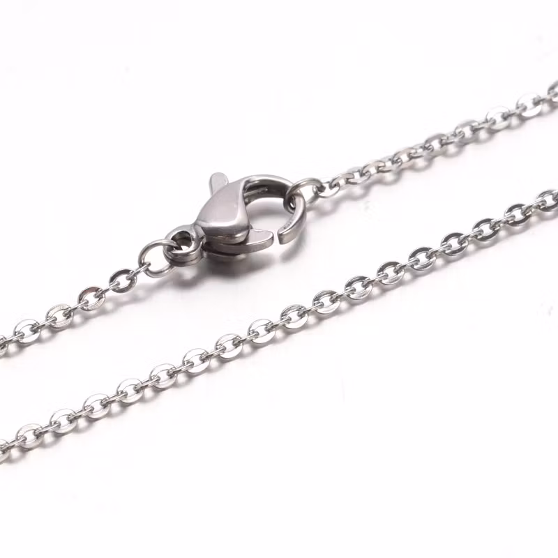 Stainless steel chain 2 mm with claw lock 45 cm, 10 pcs.