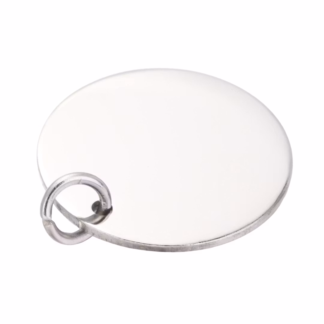 Rostfritt stål berlocker rund tag 12 mm, 10 st