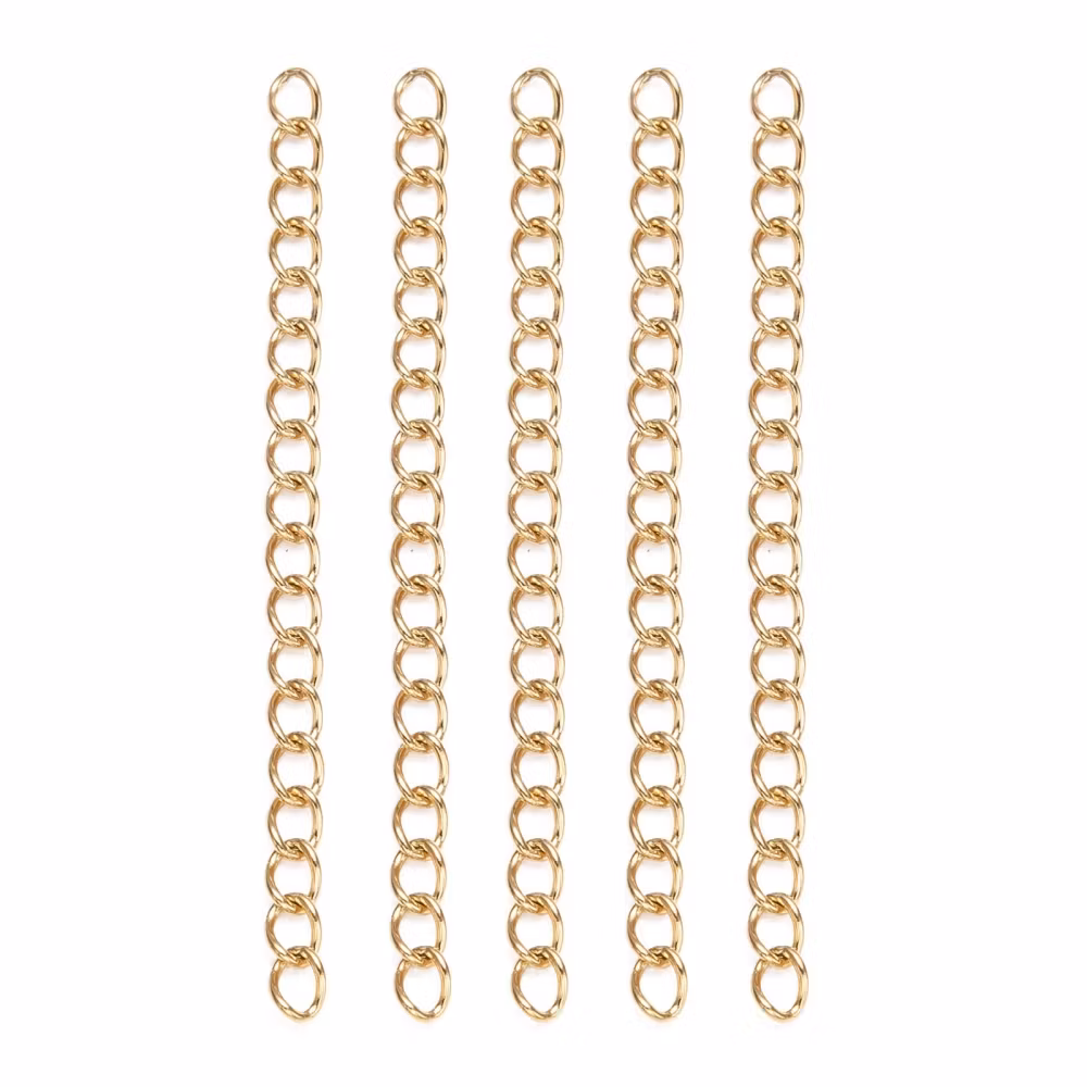 Guldfärgat rostfritt stål förlängningkedjor med PVD, ca 100 st
