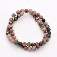 Rodonit rosa/svartmelerad 4 mm, 1 sträng