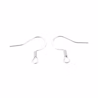 Silver-colored stainless steel ear hooks, 10 pcs.