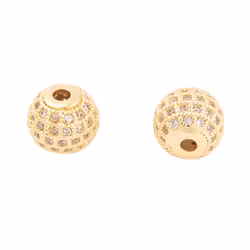 Rhinestone bead gold 10 mm, 1 pc.