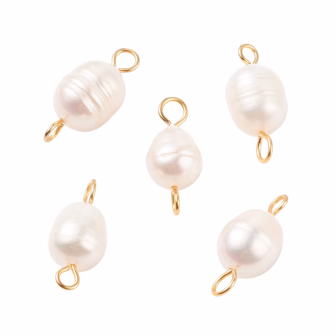 Guldfärgat rostfritt stål stora connectors sötvatten, 5 st