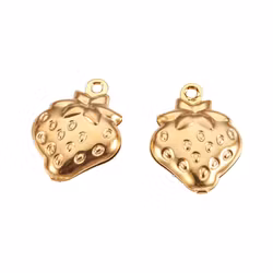 Rostfritt stål berlock jordgubbar, 10 st