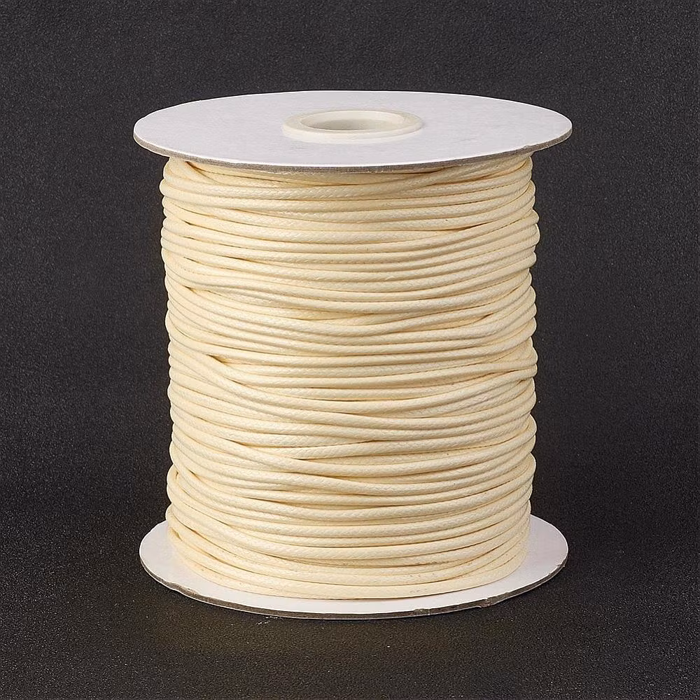Waxed cotton thread 0.5 mm cream, 5 m