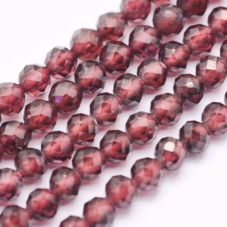Faceted garnet 2-3 mm, 1 strand